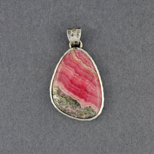 Sterling Silver Rhodochrosite with Pyrite Pendant
