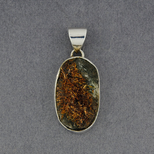 Sterling Silver Astrophylite Druzy Oval Pendant