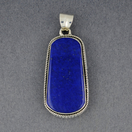 Sterling Silver Lapis Curved Rectangle Pendant