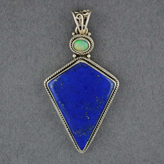 Sterling Silver Lapis and Opal Pendant
