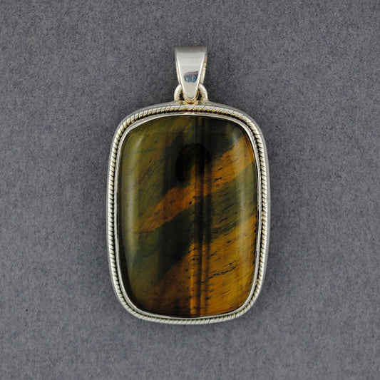 Sterling Silver Tiger's Eye Rectangle Pendant