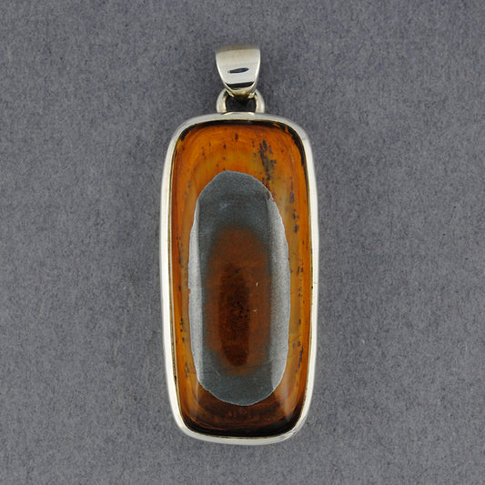 Sterling Silver Tiger's Eye Long Rectangle Pendant