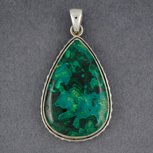 Sterling Silver Azurite Malachite Teardrop Pendant