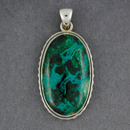 Sterling Silver Azurite Malachite Oval Pendant