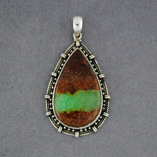Sterling Silver Boulder Chrysoprase Teardrop Pendant