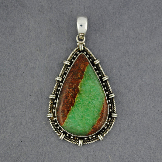 Sterling Silver Boulder Chrysoprase Pendant