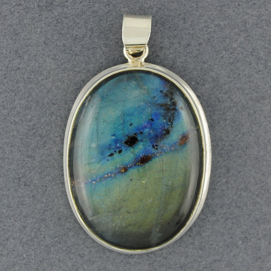 Sterling Silver Labradorite Large Oval Pendant