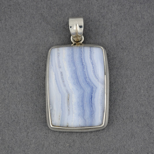 Sterling Silver Blue Lace Agate Rectangle Pendant