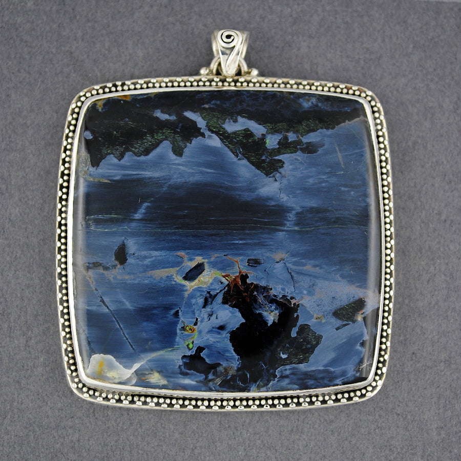 Sterling Silver Pietersite Jumbo Square Pendant – Green River Silver Co.
