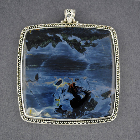 Sterling Silver Pietersite Jumbo Square Pendant