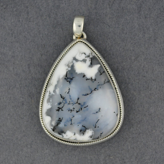 Sterling Silver Dendrite Agate Twisted Bezel Pendant
