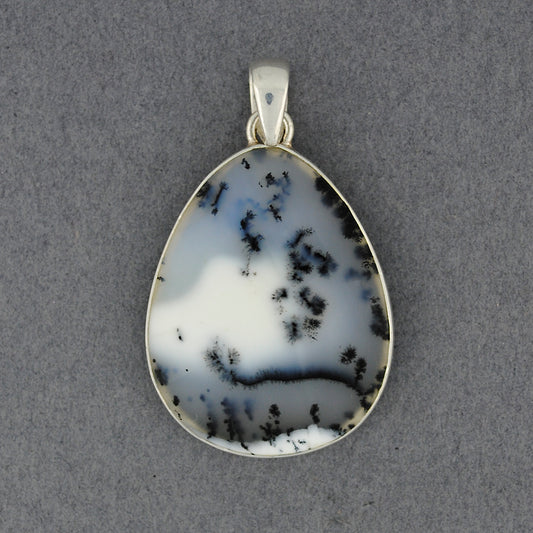 Sterling Silver Dendrite Agate Wide Teardrop Pendant