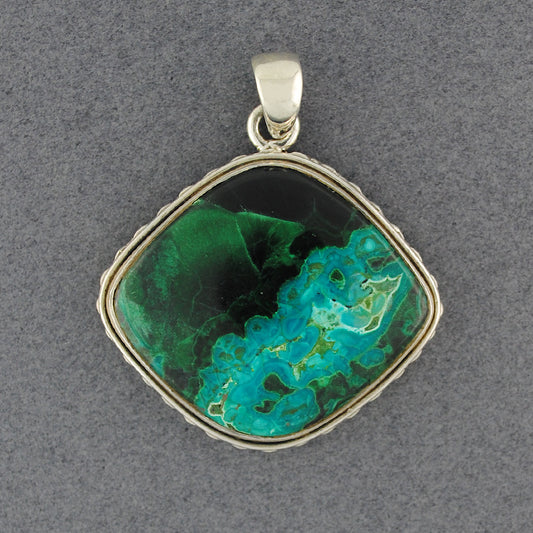 Sterling Silver Azurite/ Malachite Wide Drop Pendant