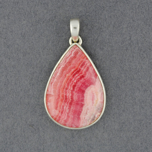 Sterling Silver Rhodochrosite Wide Teardrop Pendant