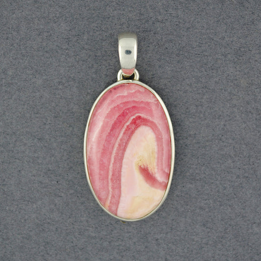Sterling Silver Rhodochrosite Oval Light Pink Pendant