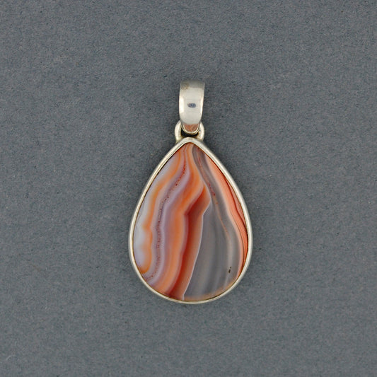 Sterling Silver Botswana Agate Small Teardrop Pendant