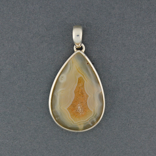 Sterling Silver Botswana Agate Light Teardrop Pendant