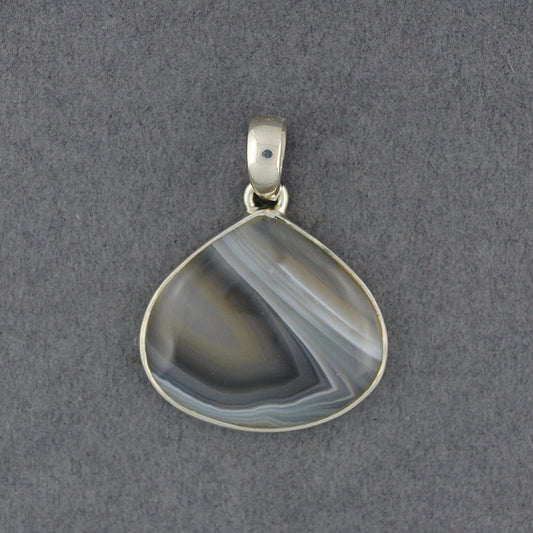 Sterling Silver Botswana Agate Small Wide Teadrop Pendant