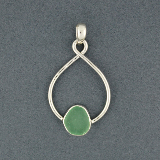 Sterling Silver Seafoam Sea Glass Infinity Pendant