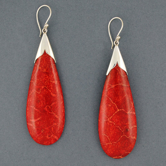 Coral Jumbo Teardrop Earrings