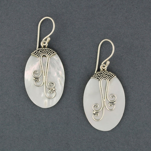 Mother of Pearl Double Swirl Oval Earrings