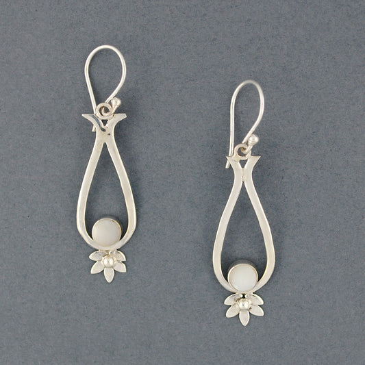 Mother of Pearl Lotus Drop Earrings