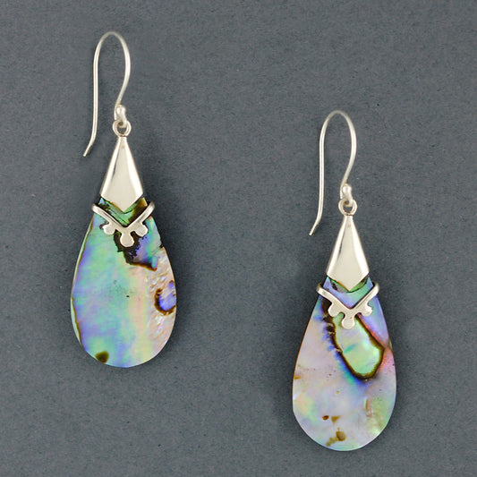 Abalone Dotted Line Teardrop Earrings