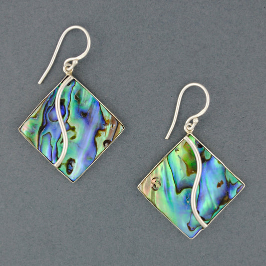 Abalone Wavy Diamond Earrings