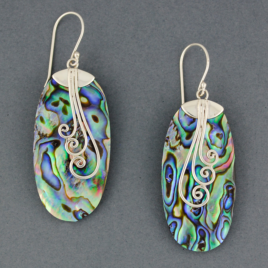 Abalone 3 Swirls Oval Earrings