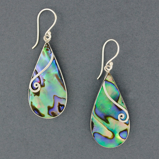 Abalone Simple Swirl Teardrop Earrings