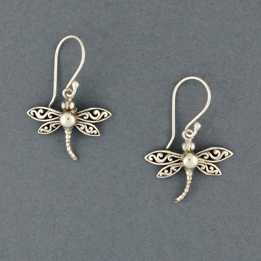 Sterling Silver Balinese  Dragonfly Earrings