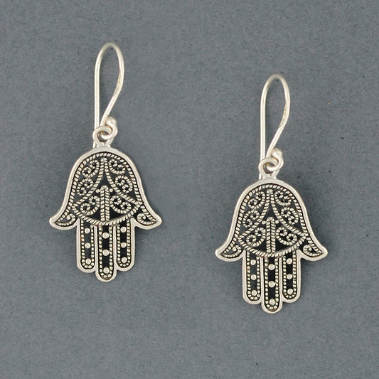 Sterling Silver Balinese Hamsa Earrings