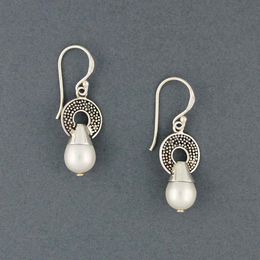 Pearl Antiqued Drop Earrings