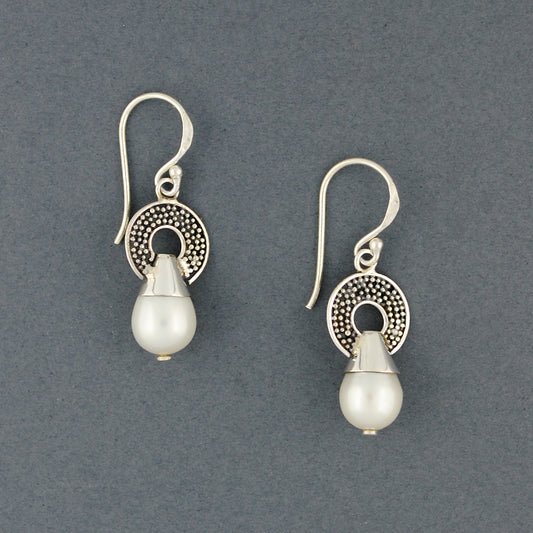 Pearl Antiqued Drop Earrings