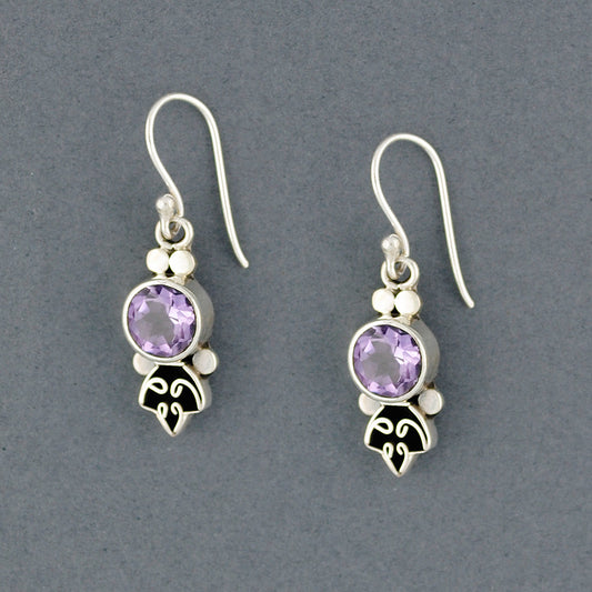 Amethyst Leaf Drop Earrings