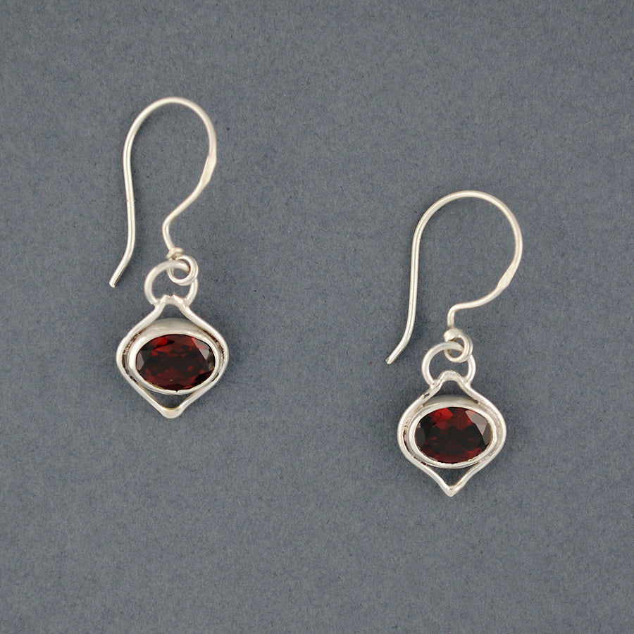 Garnet Pointed Oval Earrings