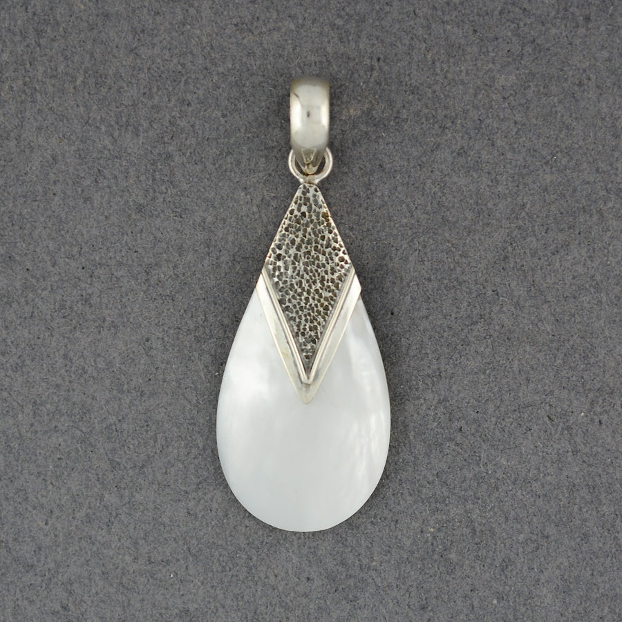 Mother of Pearl Hammered Teardrop Pendant