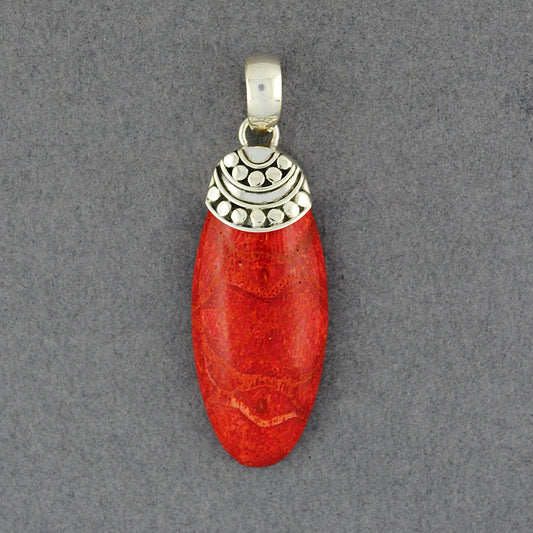 Coral Long Oval Pendant