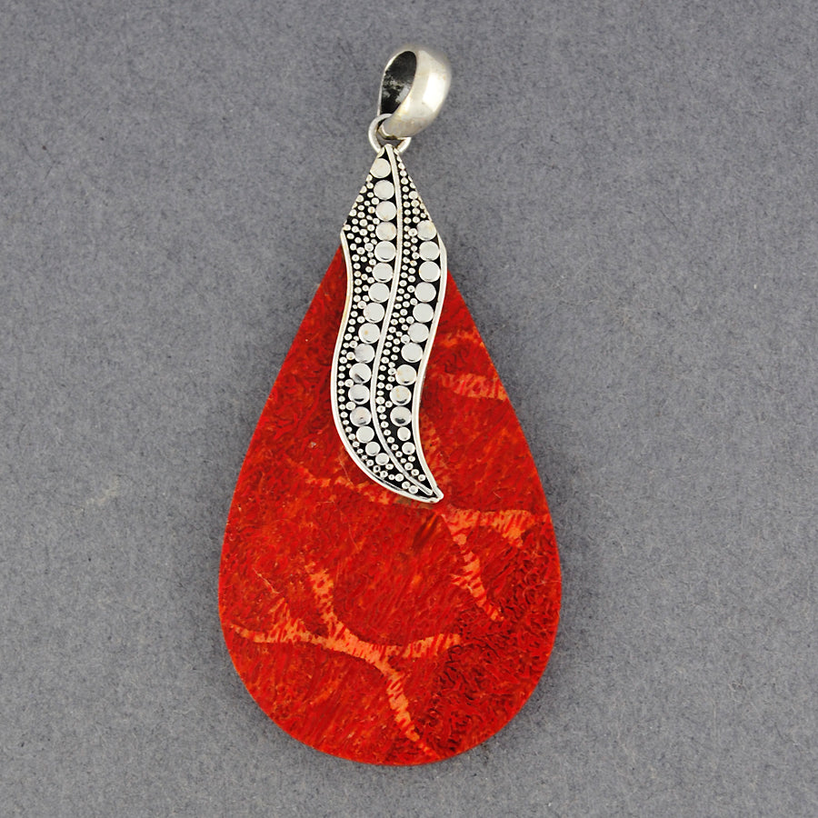 Coral Multi Dot Teardrop Pendant