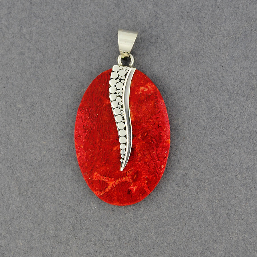 Coral Multi Dot Oval Pendant