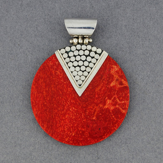 Coral Large Dotted Disc Pendant