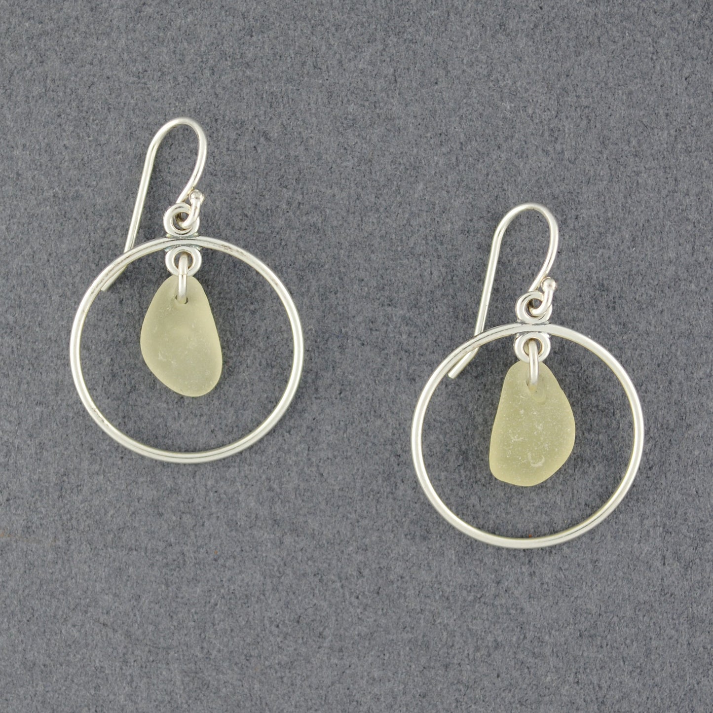 Sterling Silver Yellow Sea Glass Hoop Earrings