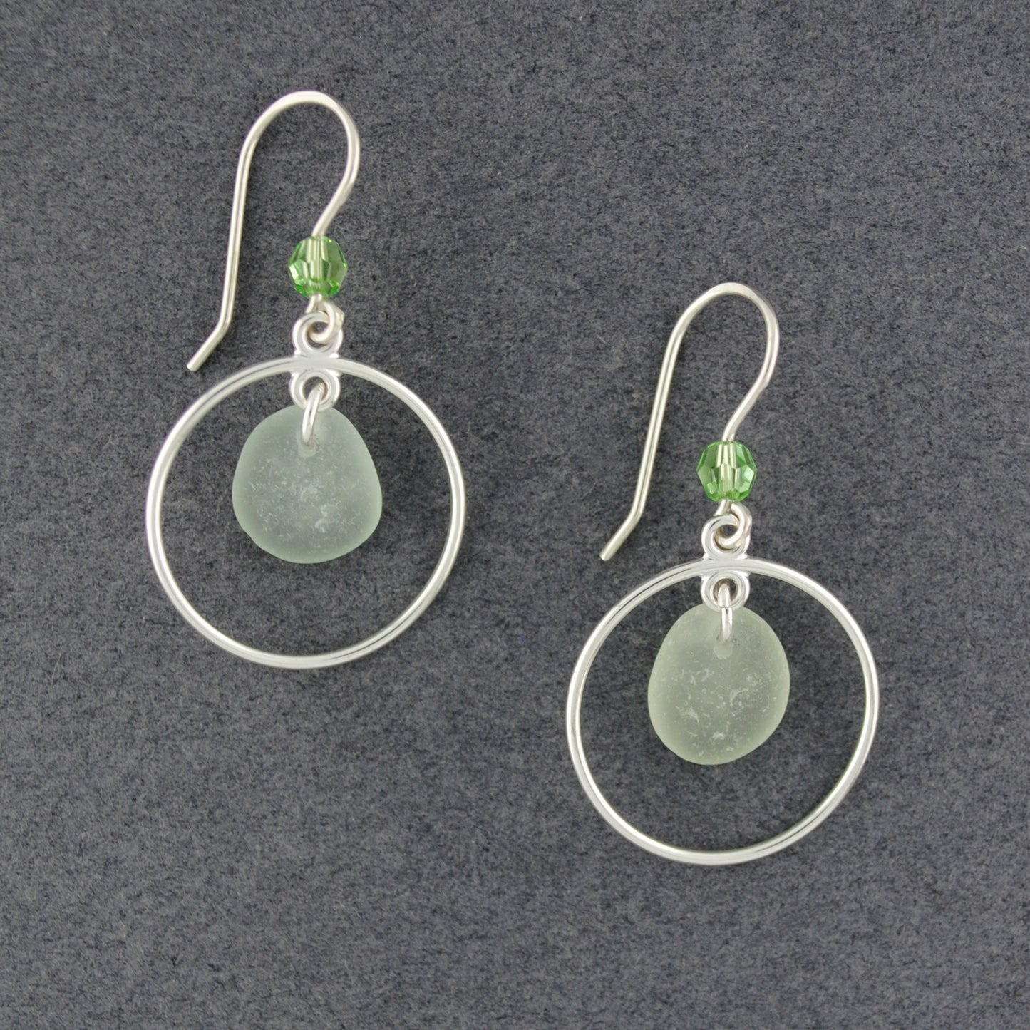 Sterling Silver Light Green Sea Glass Hoop Earrings