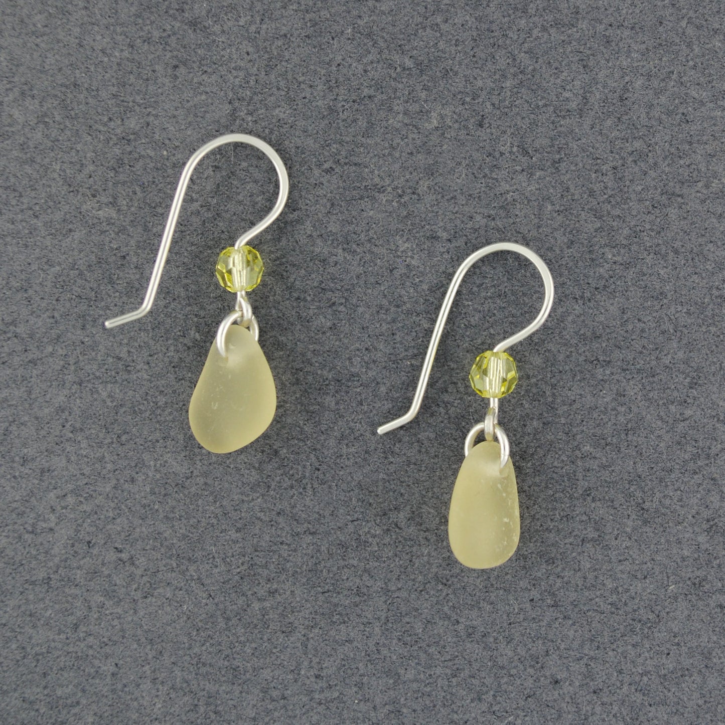 Sterling Silver Yellow Sea Glass Dangle Earrings