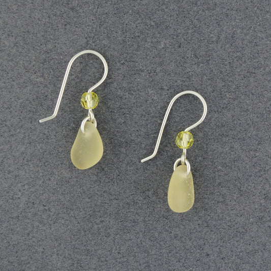 Sterling Silver Yellow Sea Glass Dangle Earrings