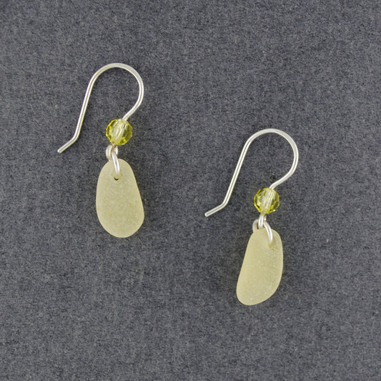 Sterling Silver Yellow Sea Glass Dangle Earrings
