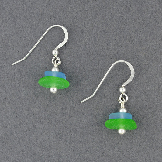 Sterling Silver Tropical Sea Glass Stack Earrings