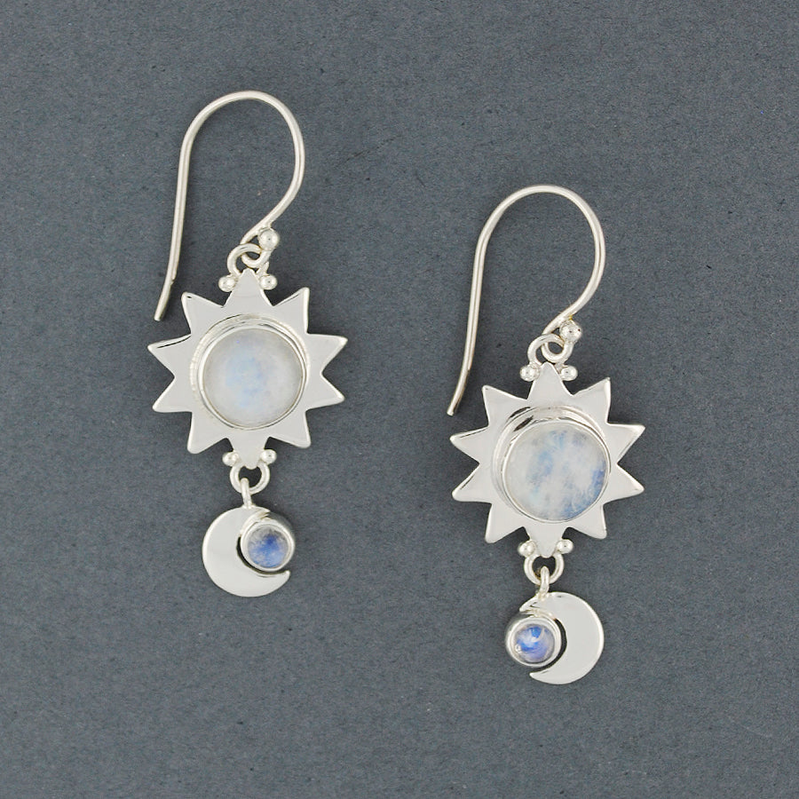 Sun Moon Moonstone Earrings