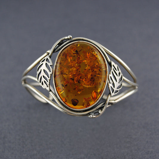 Amber Leaf Cuff Bracelet