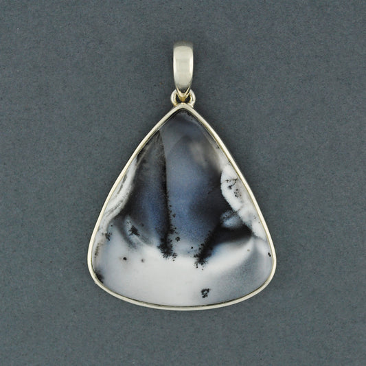 Sterling Silver Dendrite Agate Wide Triangle Pendant